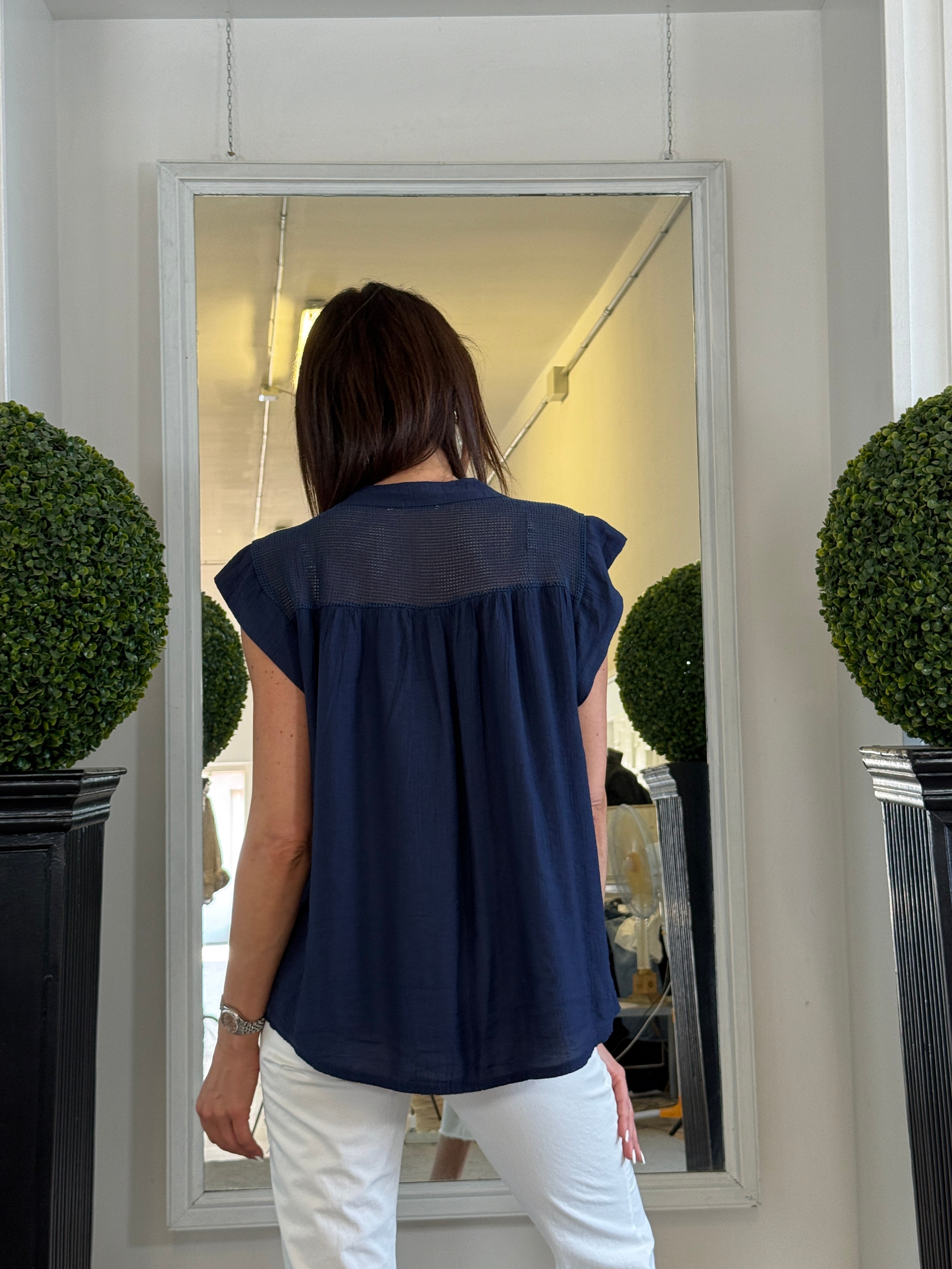 Camicia con Inserto a Rete sul Retro