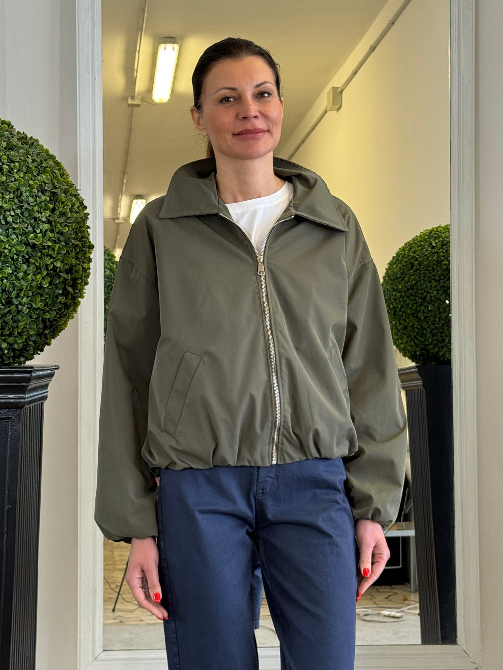 Bomber Over con Tasche all'Americana e Collo a Camicia