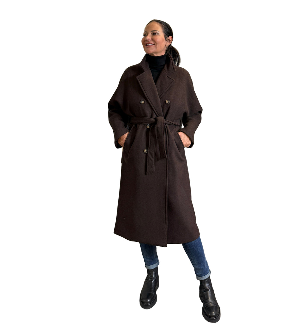 Cappotto doppio petto con cintura