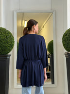 Cardigan in Lurex con Cintura e Maniche al Gomito