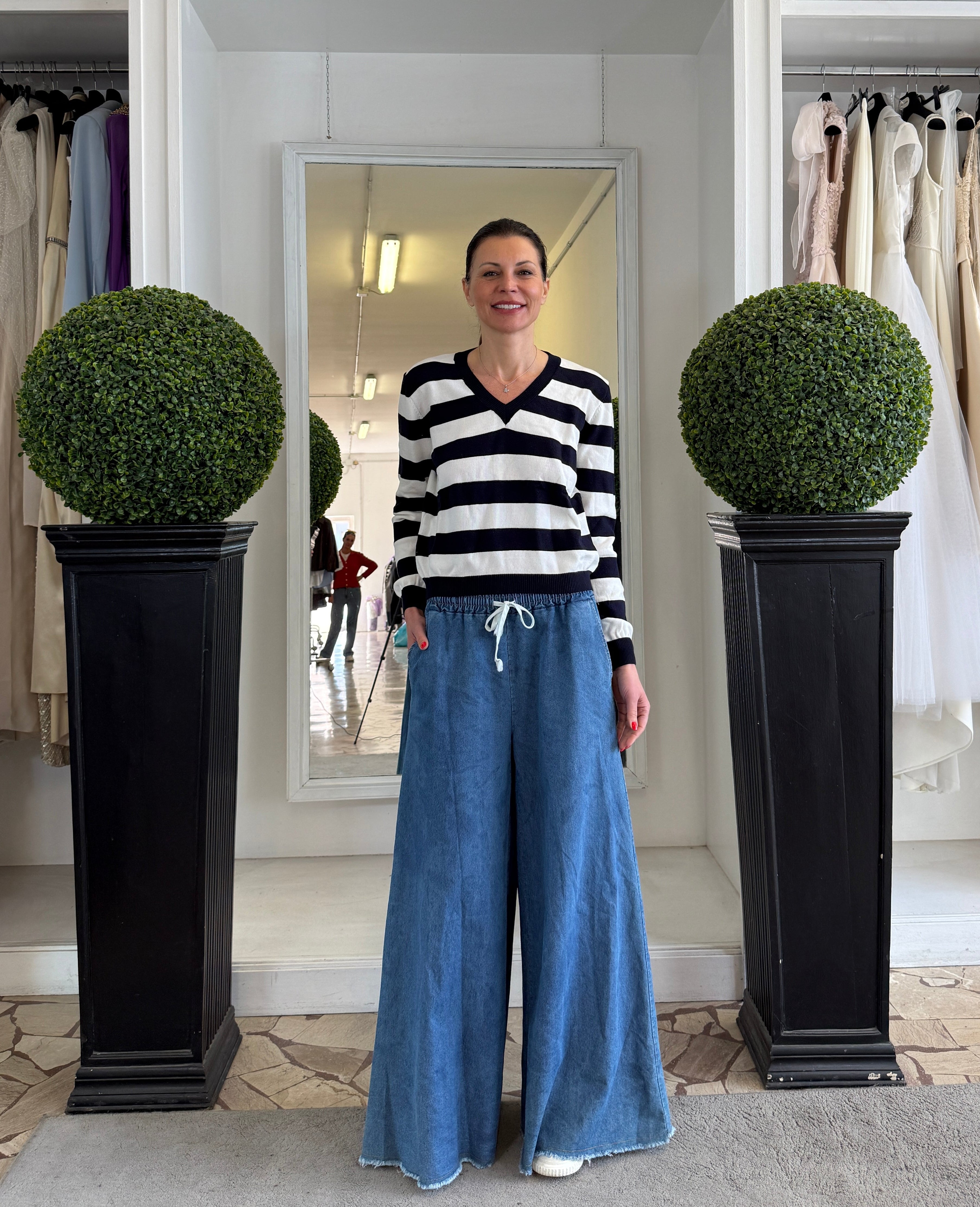 Pantapalazzo in Cotone Taglio Vivo con Coulisse