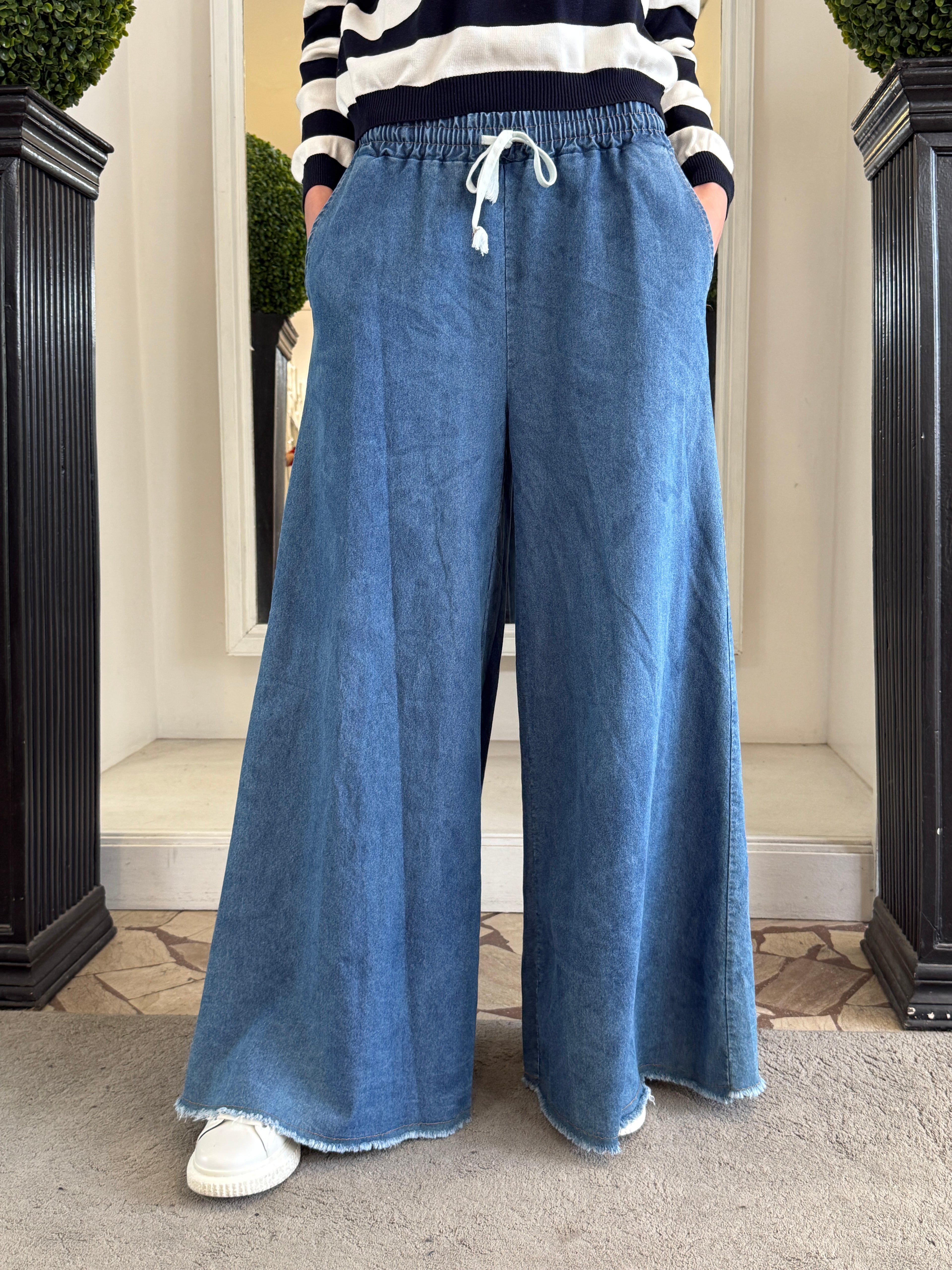 Pantapalazzo in Cotone Taglio Vivo con Coulisse