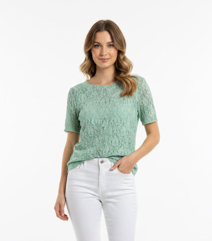 Maglia in Pizzo Elasticizzato Manica Corta