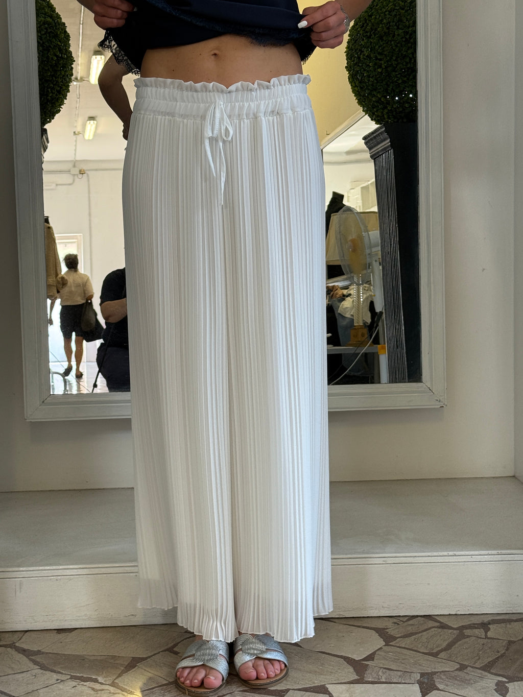 Pantaloni Palazzo Plissè con Coulisse