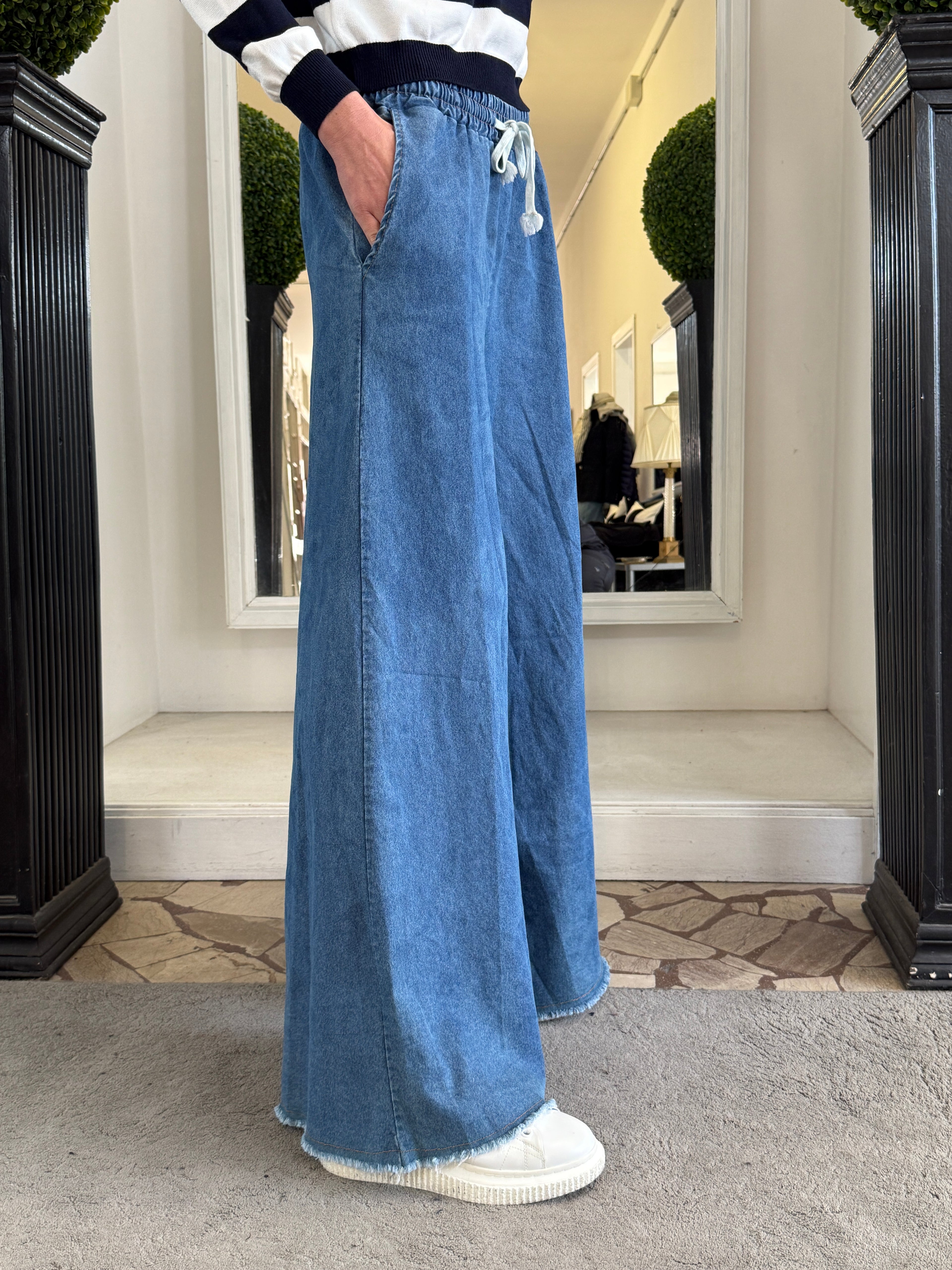 Pantapalazzo in Cotone Taglio Vivo con Coulisse