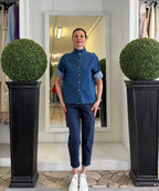 Camicia in Denim con Rouches al Collo