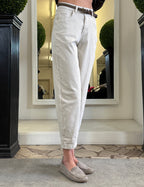 Pantaloni Taglio Jeans con Cintura