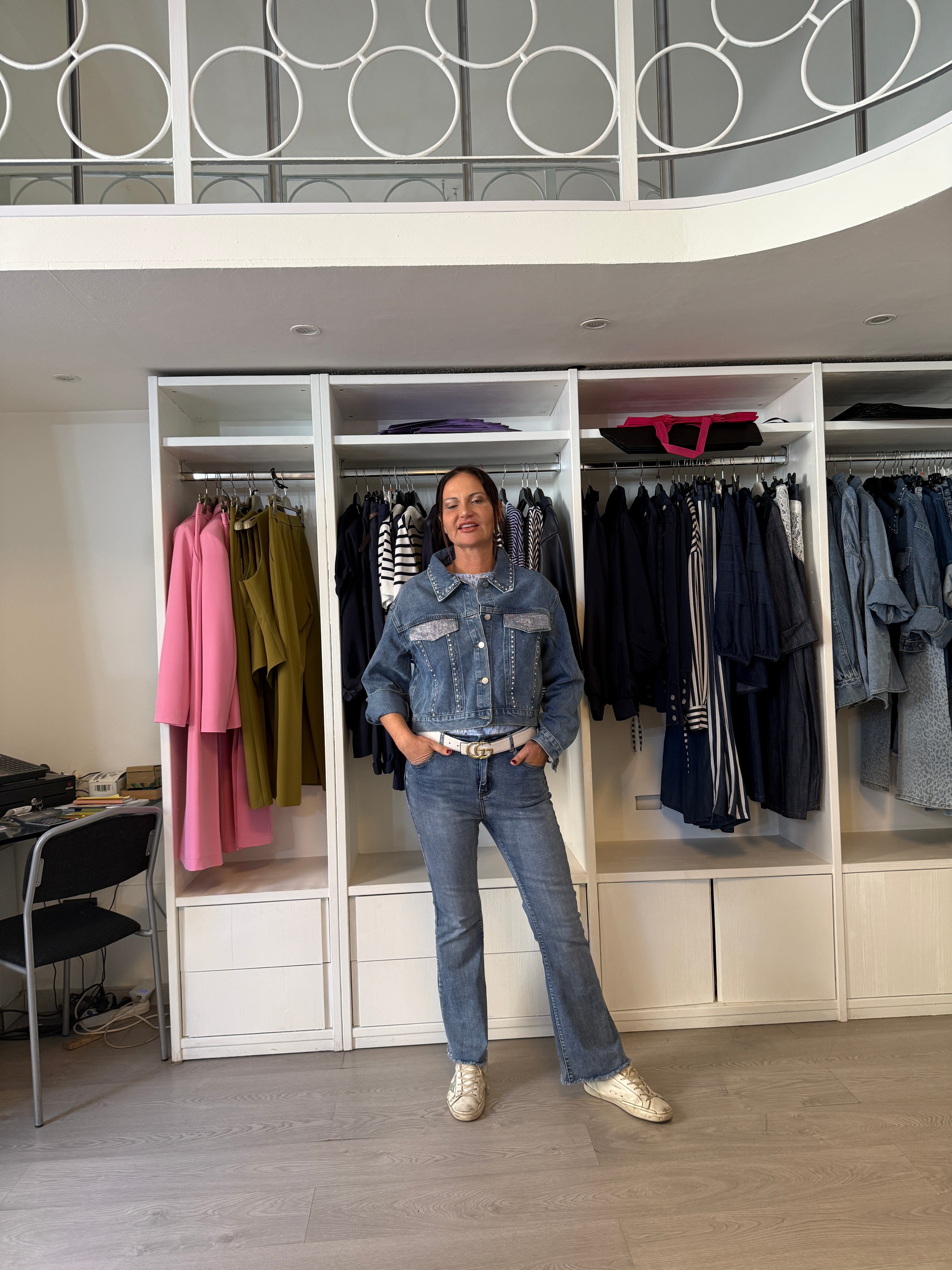 Giubbino in Denim Corto con Strass
