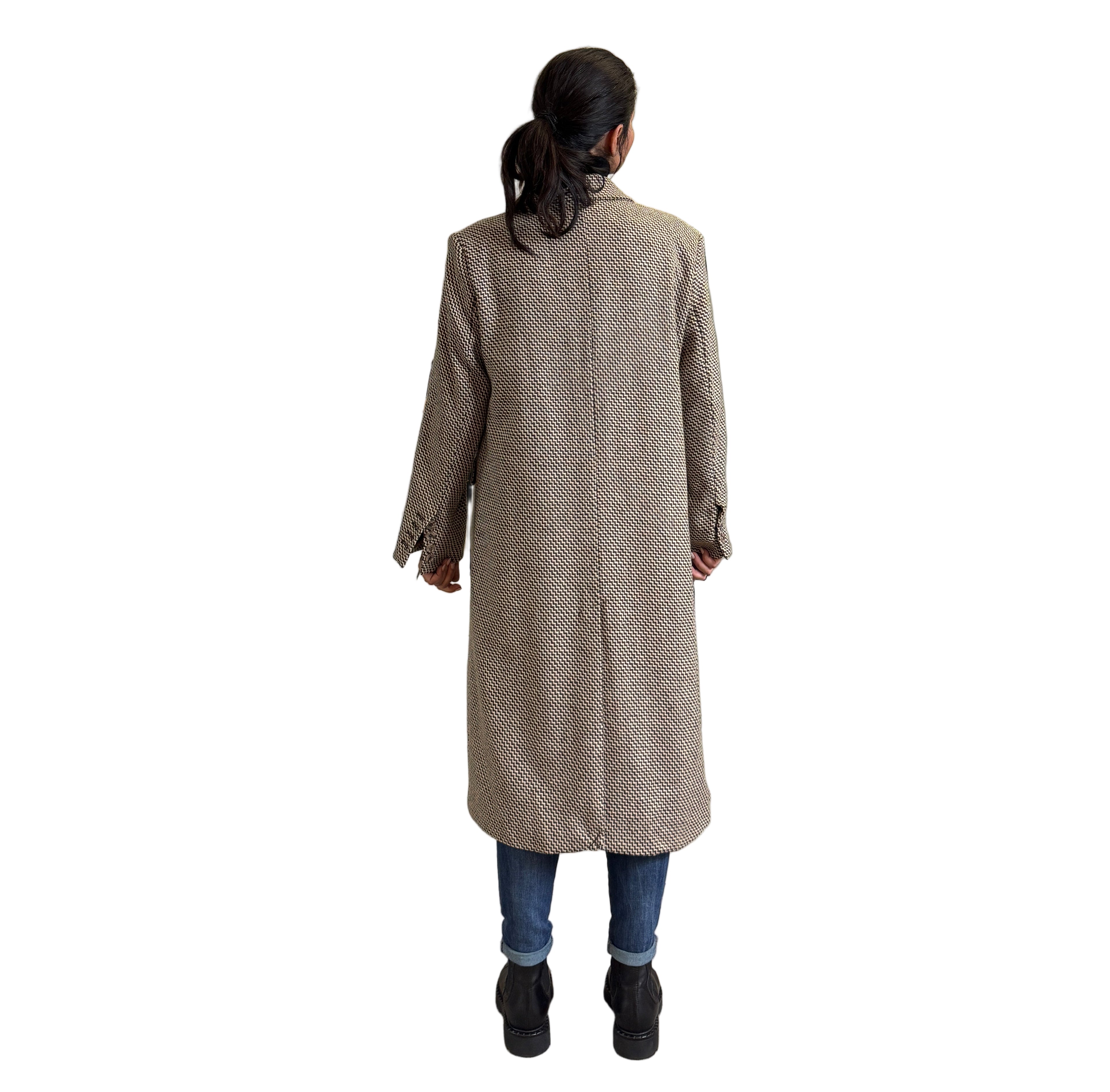 Cappotto Zig Zag con Spilla