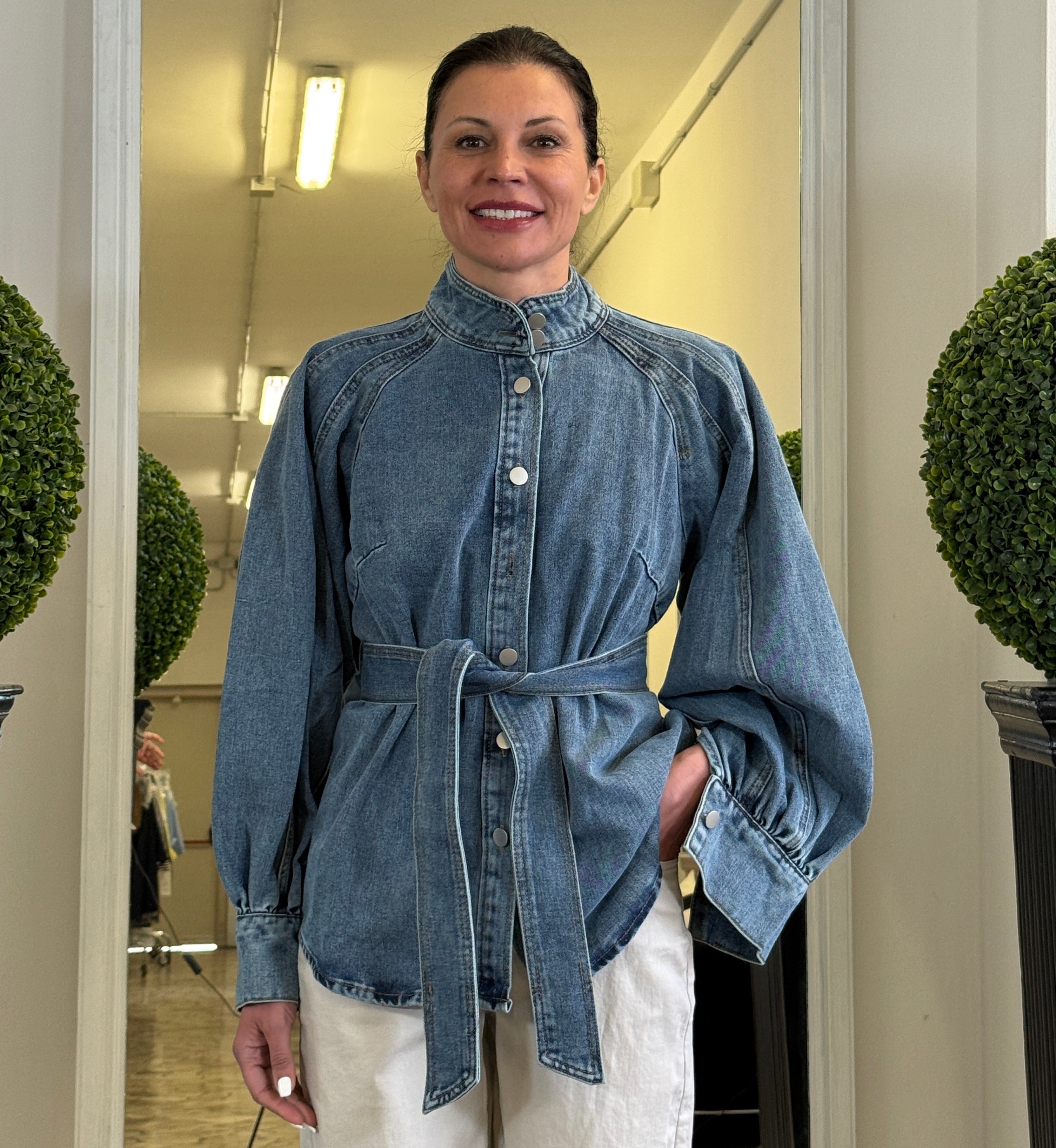 Camicia Over in Denim con Fusciacca in Vita
