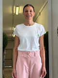 T-shirt in Cotone con Ricamo Champagne