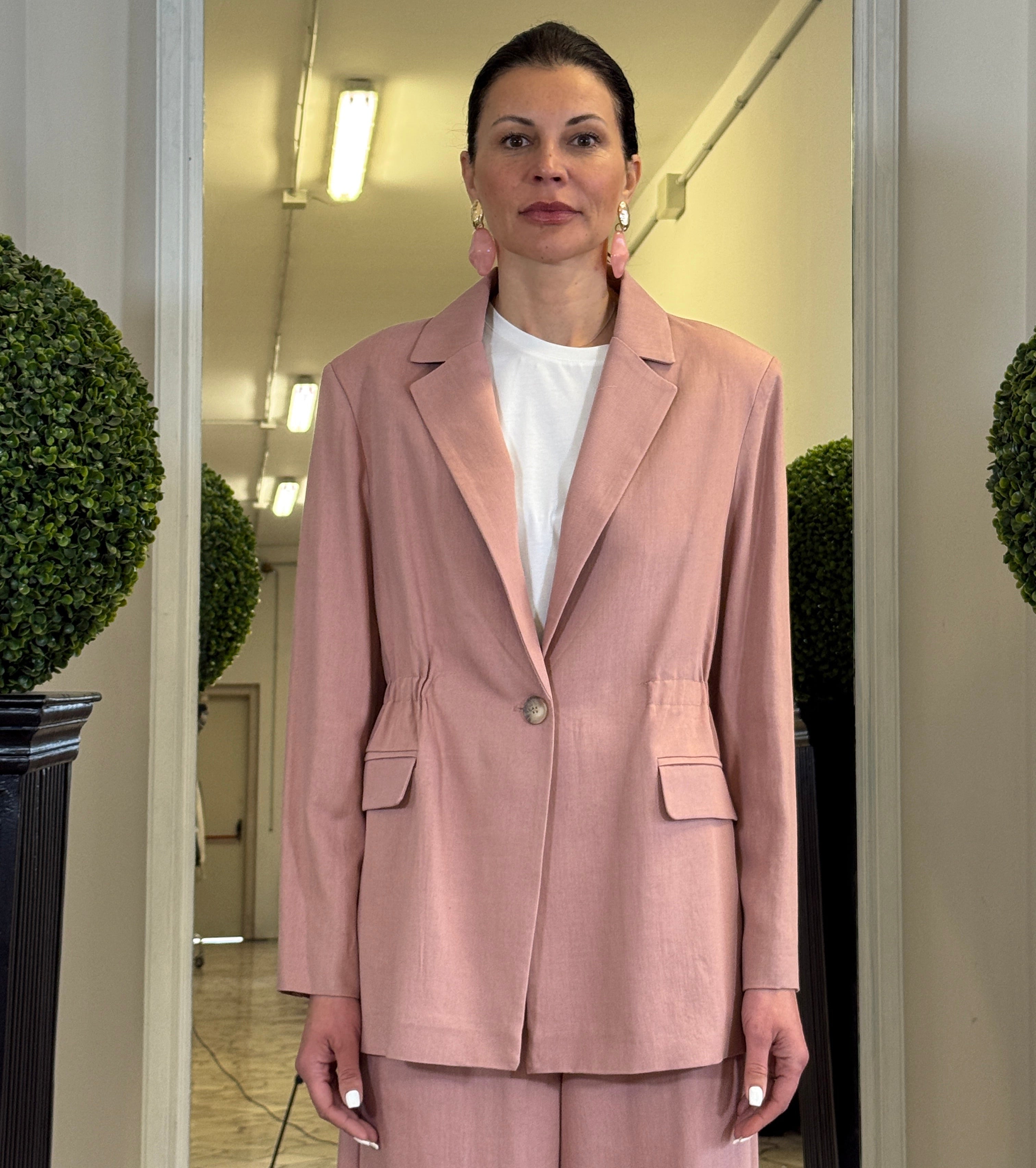 Tensione In Giacca Over Monopetto con Arriccio alla Vita