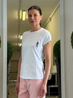 T-shirt in Cotone con Ricamo Champagne