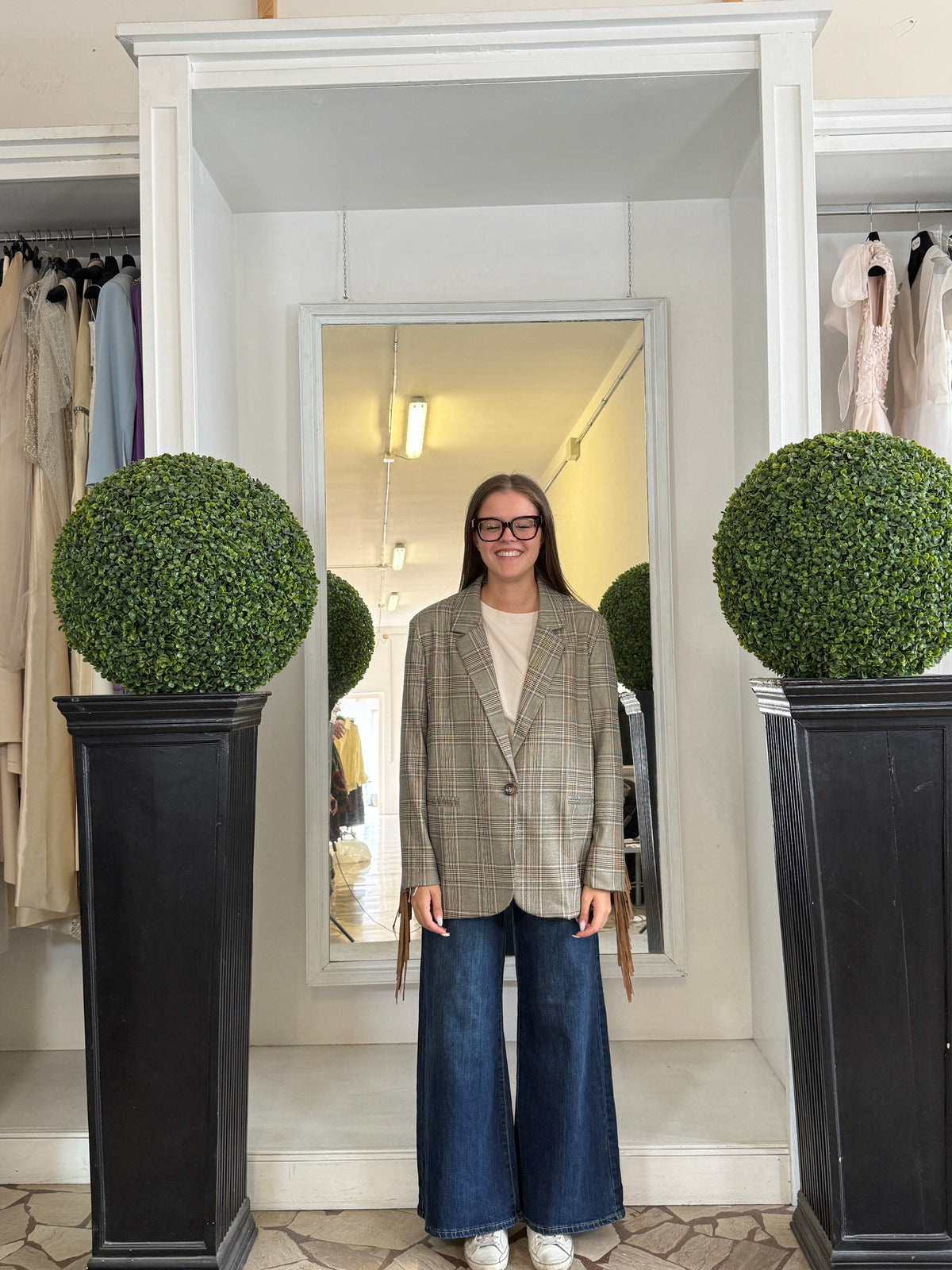 Giacca Blazer Check con Frange 775