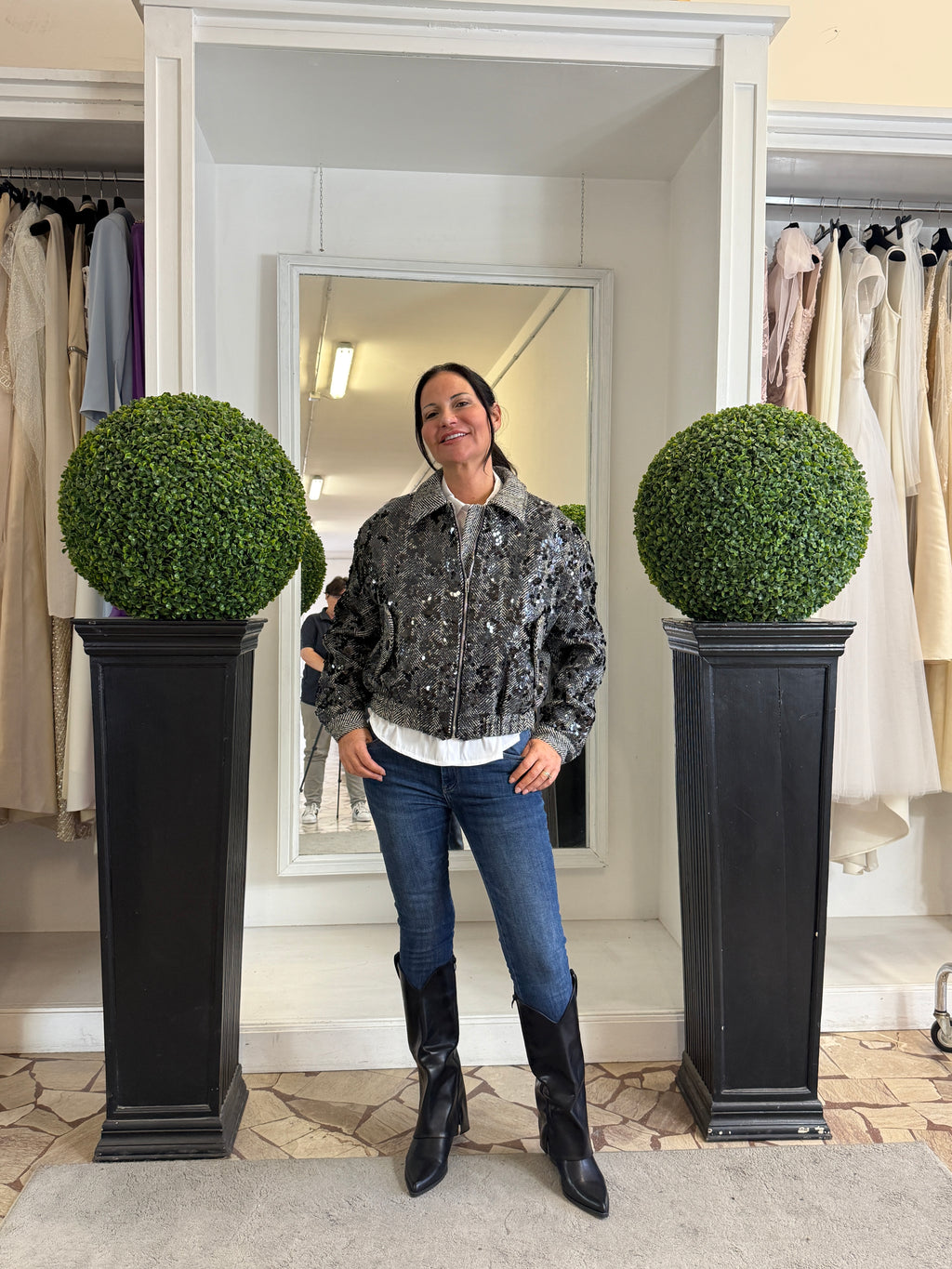 Bomber Spigato con Paillettes