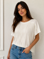 T-shirt Girocollo con Frange