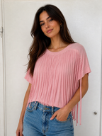 T-shirt Girocollo con Frange