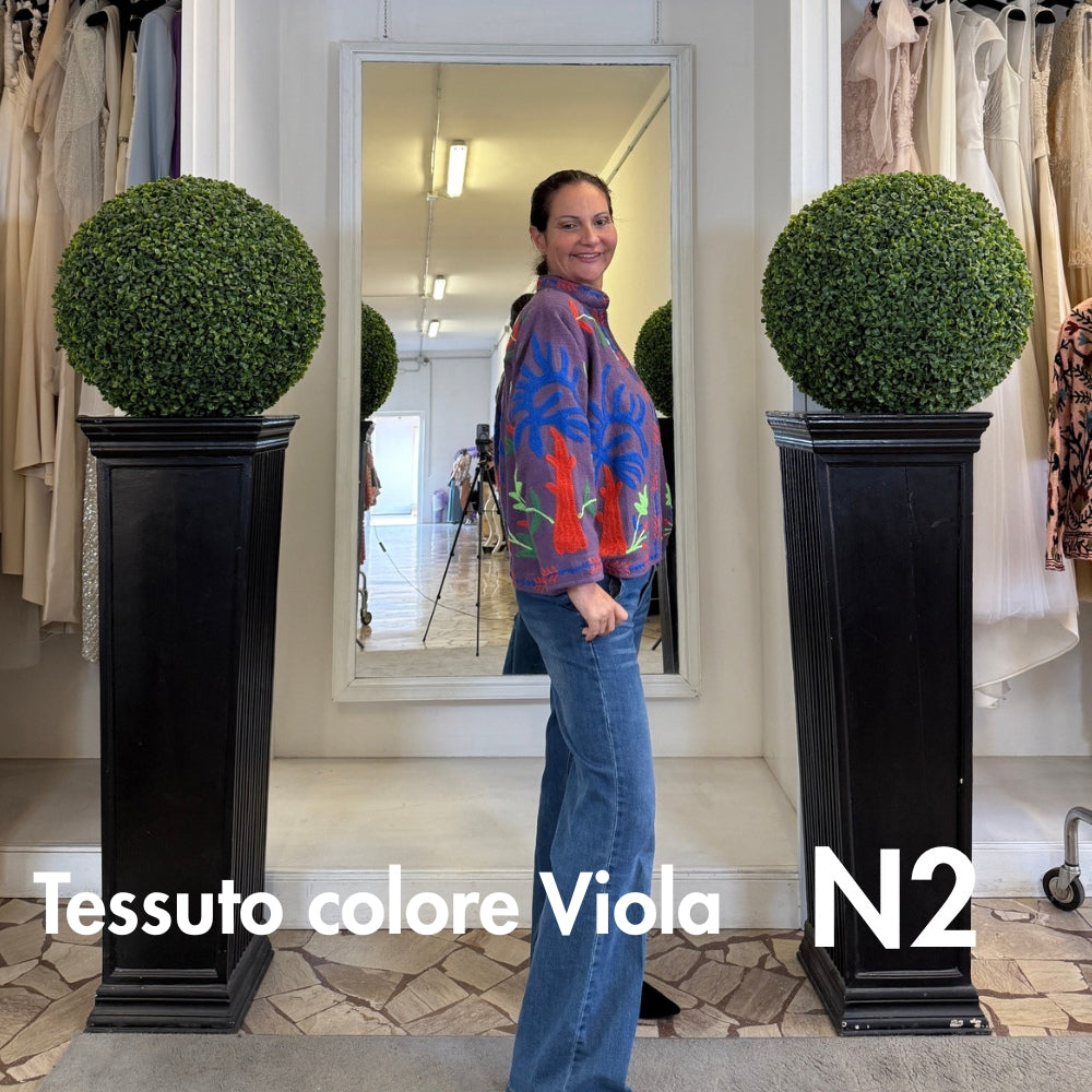 Suzani Indiano Estivo Viola con Ricami