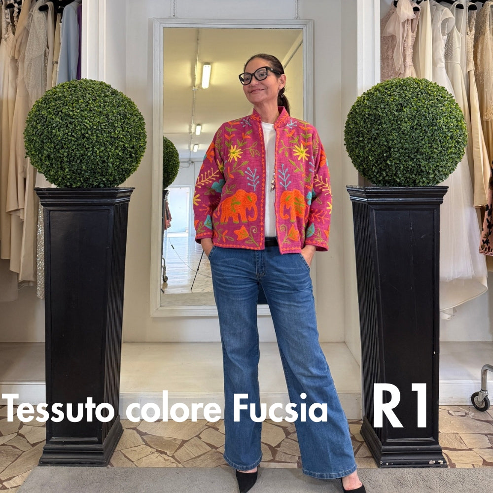 Suzani Indiano Estivo Fucsia con Ricami