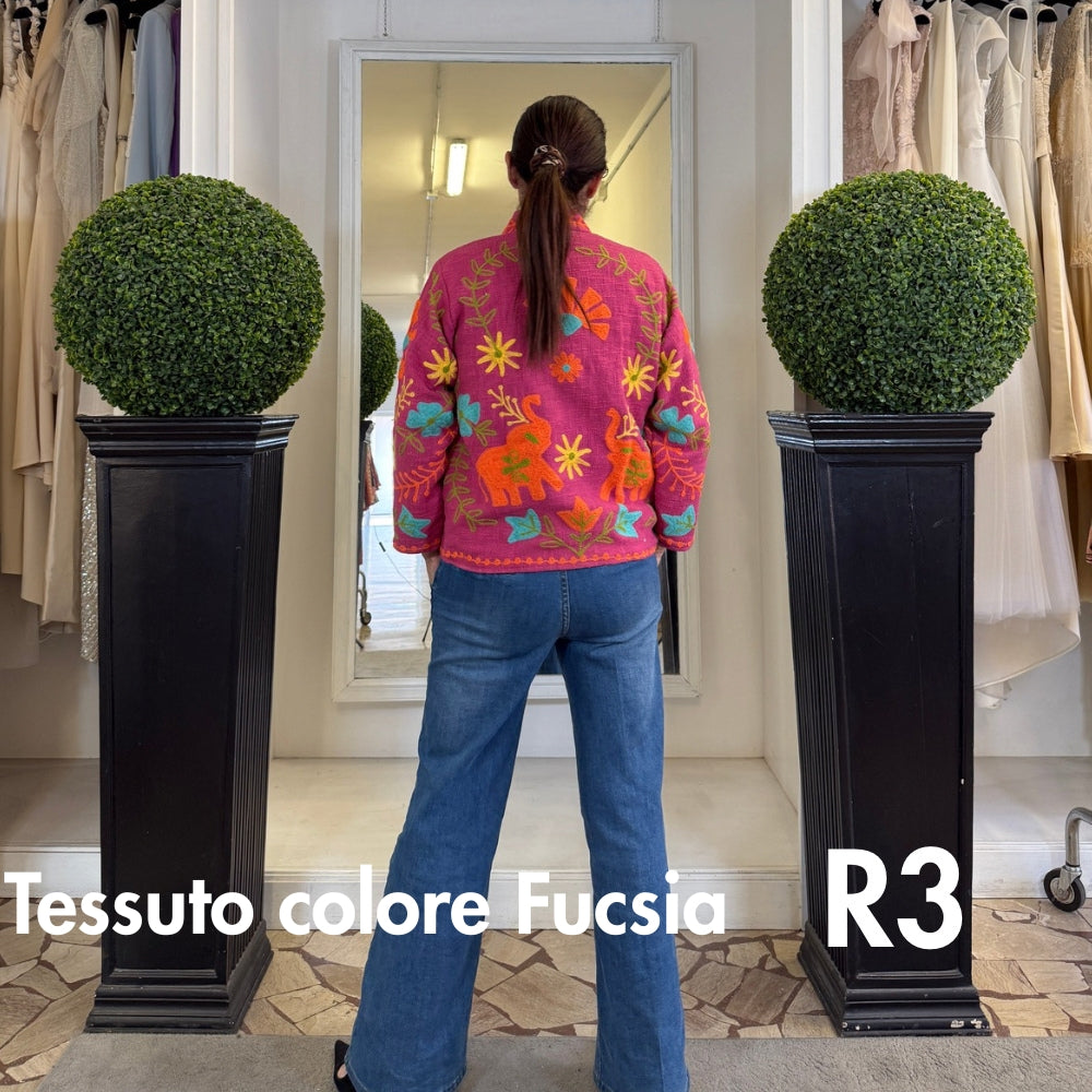 Suzani Indiano Estivo Fucsia con Ricami