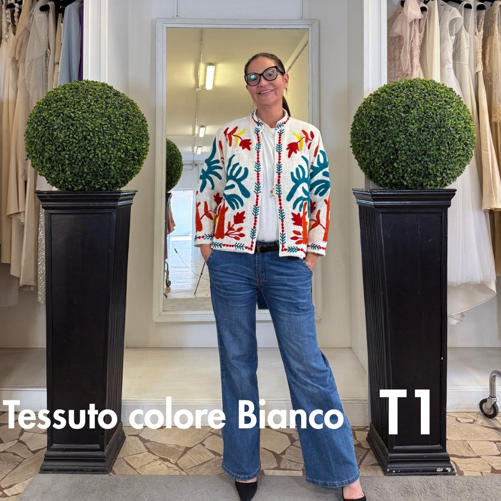 Suzani Indiano Estivo Bianco con Ricami