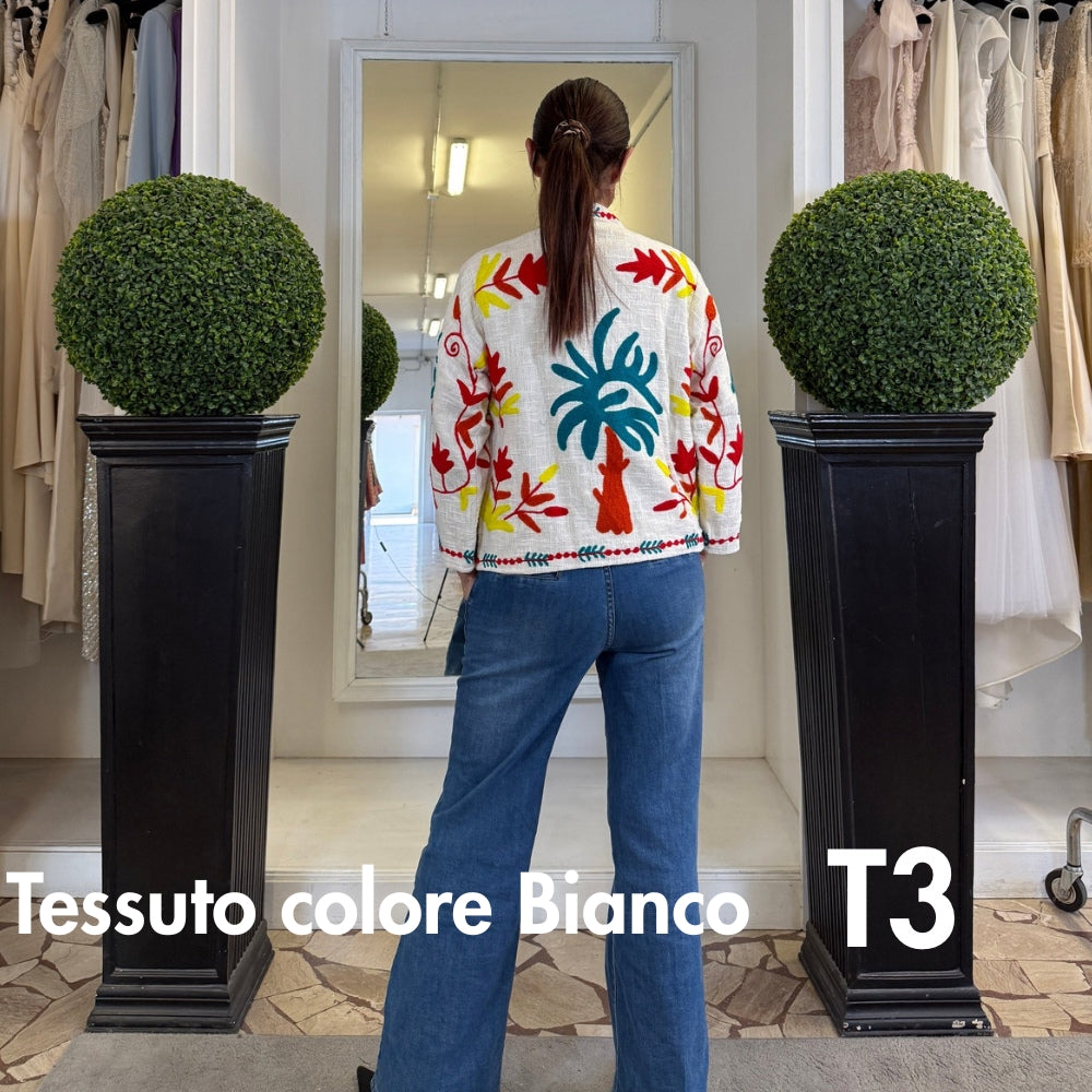 Suzani Indiano Estivo Bianco con Ricami