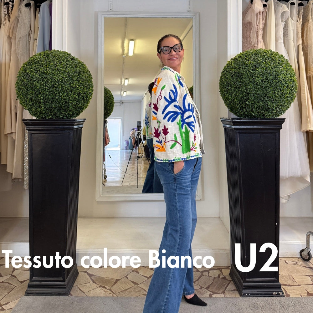 Suzani Indiano Estivo Bianco con Ricami