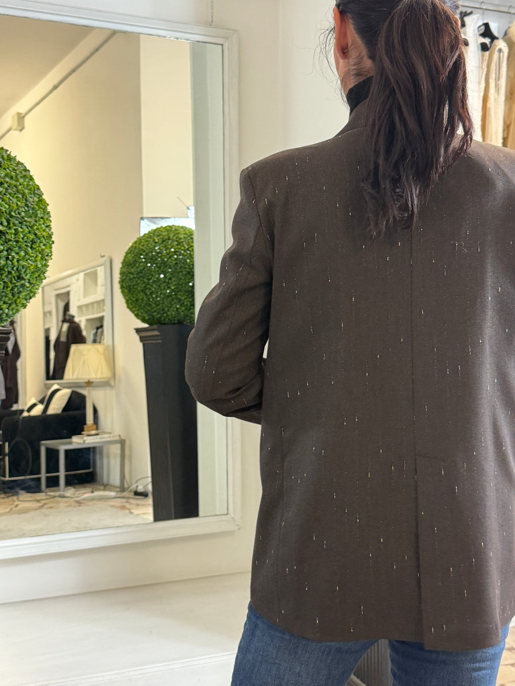 Giacca Gessata in Lurex Oro con Spille LiLu