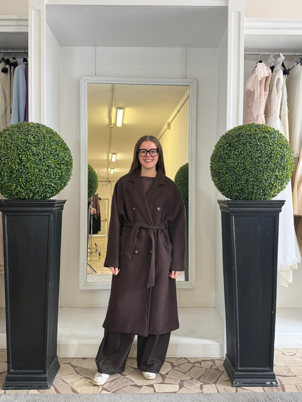 Cappotto Lungo Doppio Petto con Cintura LiLu