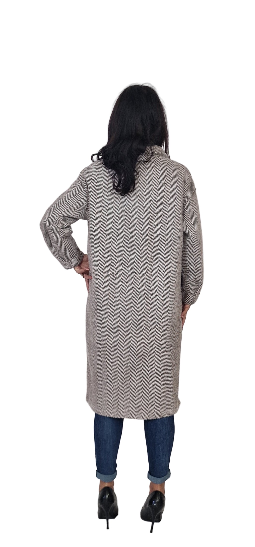 Cappotto tweed con tasconi pelliccia