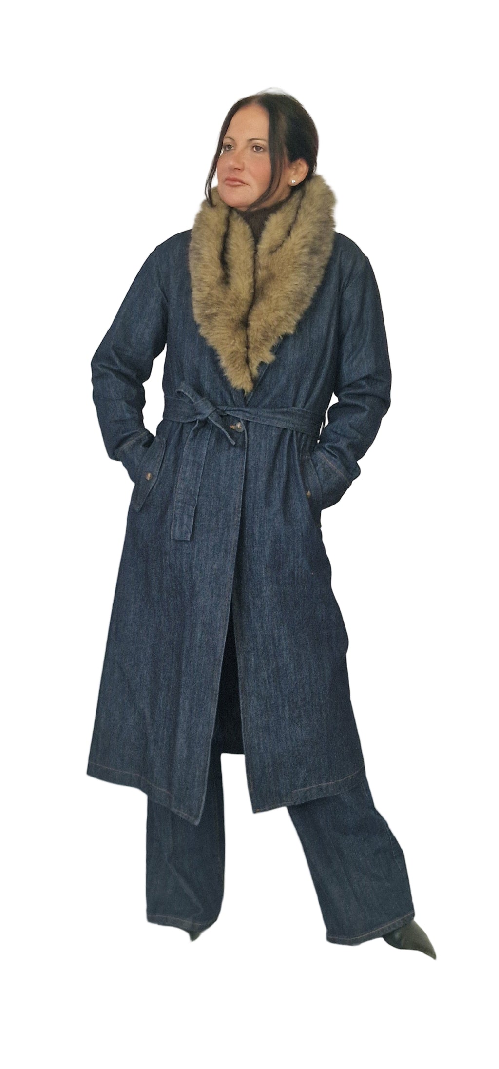 Cappotto lungo denim