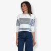 Maglione Girocollo a Taglio Vivo con Righe in Lurex