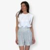 T-shirt Senza Maniche in Cotone con Spalline Inserite e Applicazioni